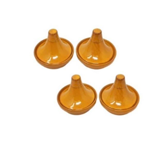 Verano Spanish Ceramics Selena Glazed Hand Dipped Kitchen Dining Set Of 4 Mini Tagine Dip Dishes Orange (D) 10Cm