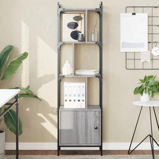 Vidaxl Bookcase With Door Grey Sonoma 44.5X30X154.5cm Engineered Wood, Grey 833356