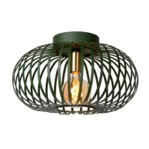 Manuela Vintage Flush Ceiling Light - Ø39.5cm- 1xE27 - Green