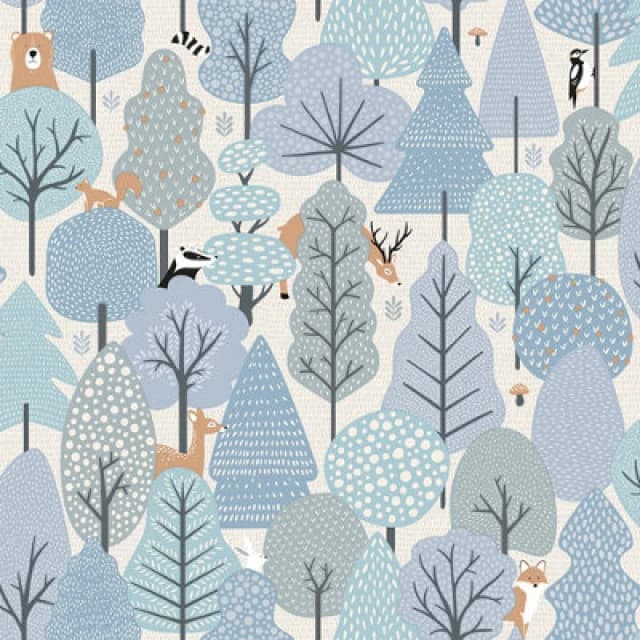 Muriva Ltd Muriva Wild Wood Blue & Cream Wallpaper M51611