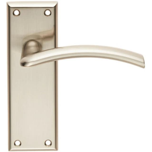 Loops PAIR Arched Lever on Latch Backplate Door Handle 150 x 50mm Satin Nickel Metallics