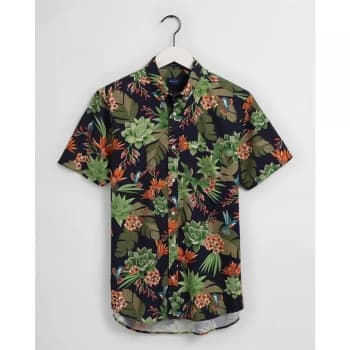 Gant Hum Garden Short Sleeve Shirt - Navy 433
