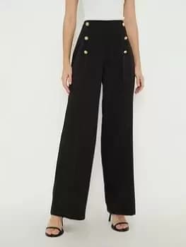 Dorothy Perkins Military Wide Leg Trouser - Black, Size 14, Women