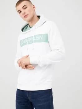 Calvin Klein Jeans Stripe Logo Hoodie - White