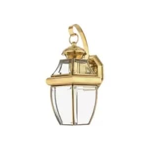 Elstead Newbury - 1 Light Outdoor Medium Wall Lantern Light Polished Brass IP44, E27