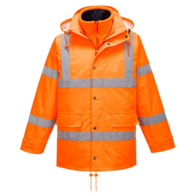 Oxford Weave 300D Hi Vis Breathable Interactive Rain Traffic Jacket RT63ORRL Colour: Orange