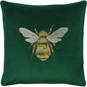 Paoletti Hortus Bee Cushion Cover (50cm x 50cm) (Emerald Green)