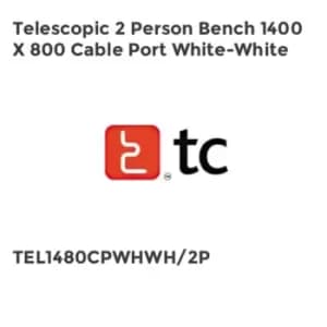 TC Group Telescopic 2 Person Bench 1400 x 800 Cable Port White-White