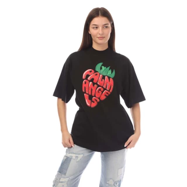 Palm Angels Strawberry Loose T-Shirt - Black 8