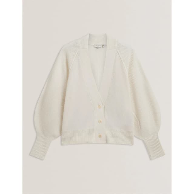Ted Baker Womens V Neck Cardigan Ivory female 8 (XS)