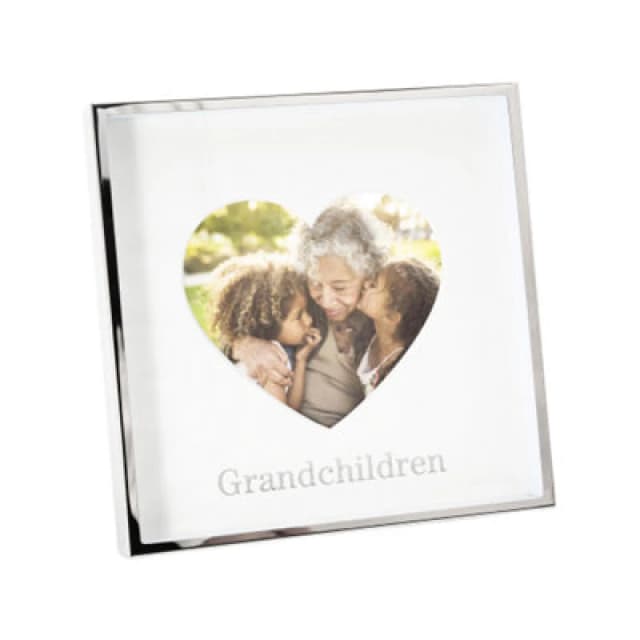Happy Homewares Nickel Grandchildren 4X4 Heart Frame With Silver Foil