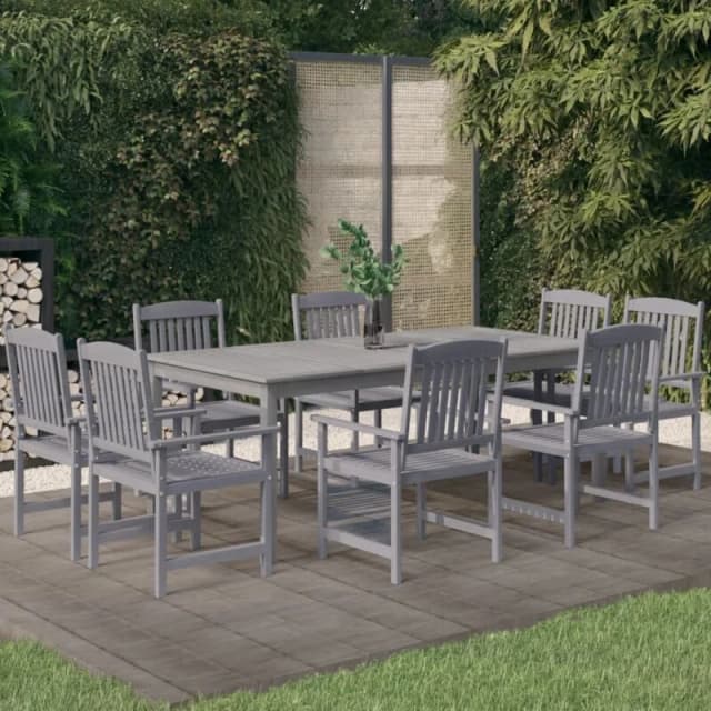 VIDAXL 9 Piece Garden Dining Set Solid Wood Acacia Grey Vidaxl 8720286906323