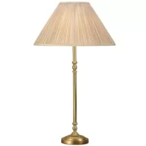 Luxury Traditional Table Lamp Light Solid Brass Base Stem & Beige Pleated Shade