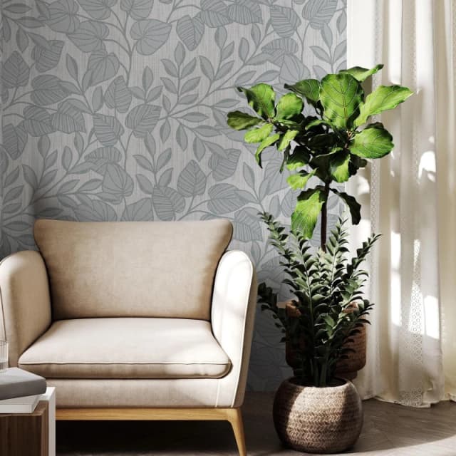 Superfresco Superfresco Linden Leaf Trail Wallpaper in Blue Size: 10000mm_x_520mm Blue 10000mm_x_520mm Unisex 5011583794854