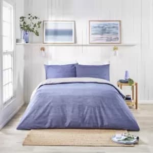 Bethan Stripes Print Easy Care Reversible Duvet Cover Set, Navy/Grey, King - Fusion