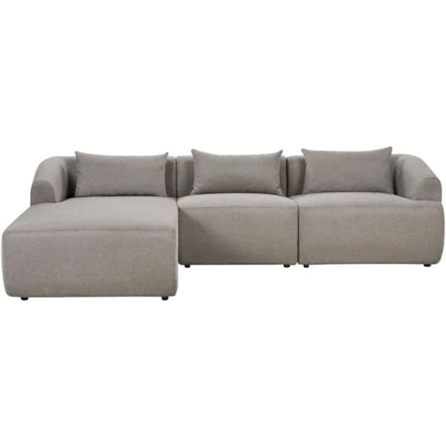 Beliani Corner Sofa 3 Seater Svansele Fabric Taupe Right Hand