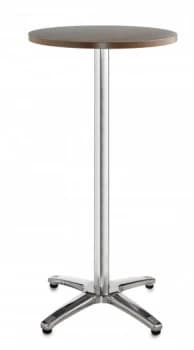 Roma Circular Poseur Table With 4 Leg Chrome Base 600mm - Walnut