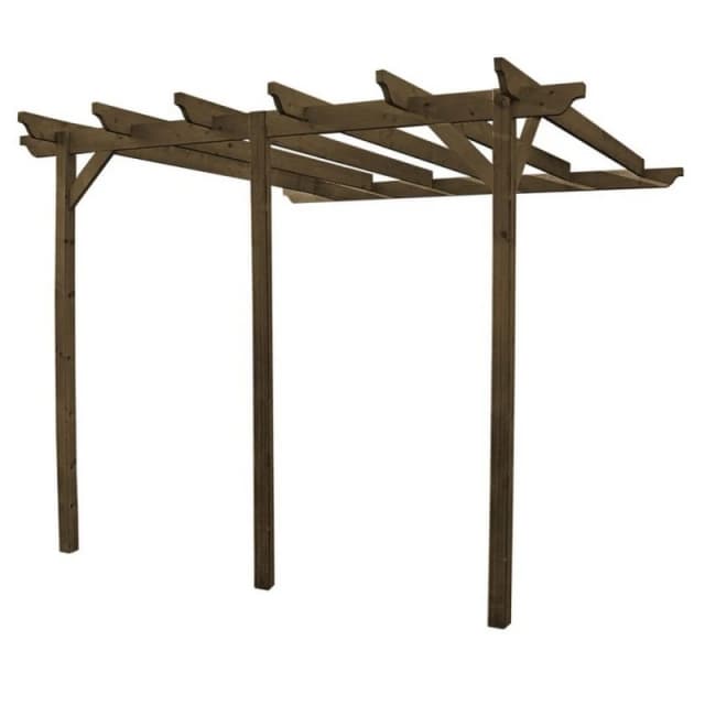 Rutland County Garden Furniture Ltd Wall Mounted Garden Pergola 3 Posts, Wood, L240 x W420 x H270cm, Green Green Unisex