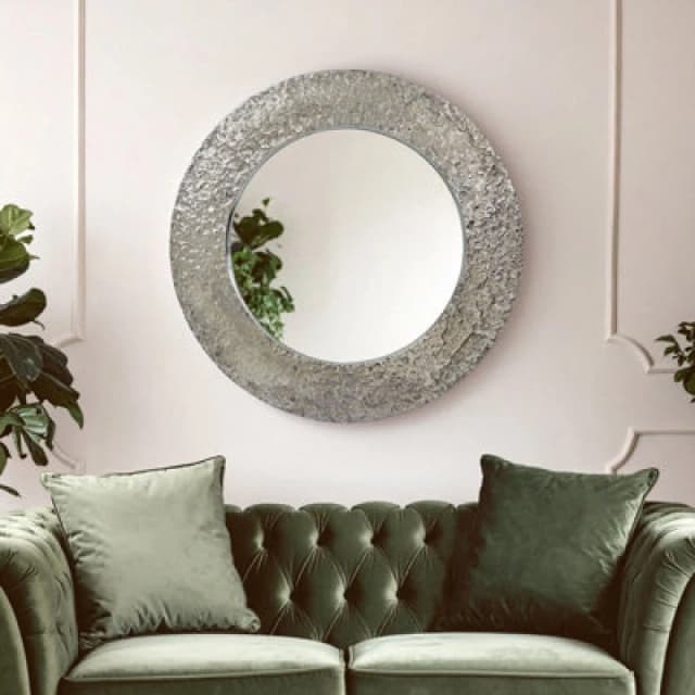 Orsina Nickle Finish Round Wall Mirror