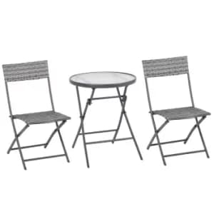 Outsunny 3pc Wicker Foldable Patio Bistro Set