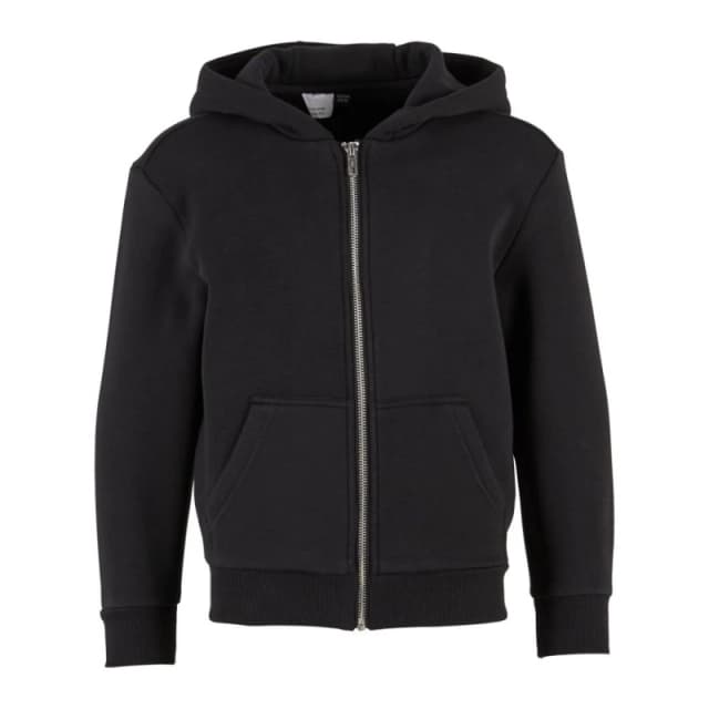 Build Your Brand Fluffy Full Zip Hoodie in Black Size: 4-6 Years Black Unisex 4-6 Years