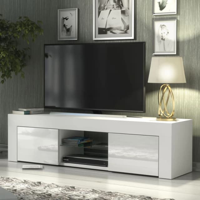 Creative Furniture Creative Furniture TV Unit 130cm Modern - White with High Gloss Doors White One Size Unisex 5061075249874