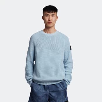 Mens Casuals Mixed Rib Jumper - Opal Blue - XXL