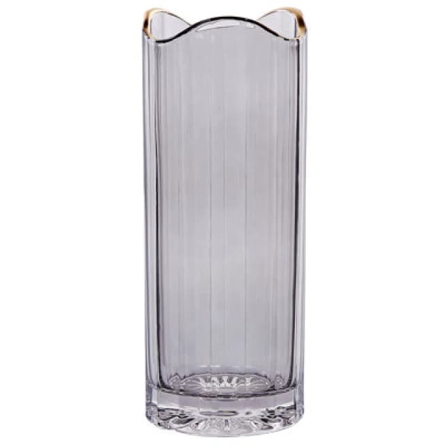 Beliani Flower Vase Perdiki Glass 30 Cm Grey