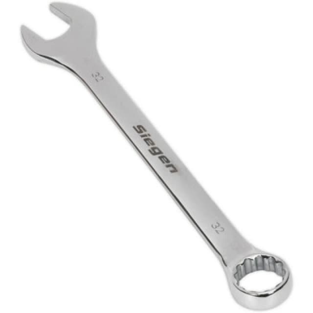 Loops Hardened Steel Combination Spanner - 32mm - Polished Chrome Vanadium Wrench Metallics