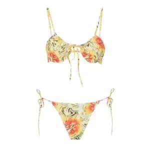 Missguided Abstract Print Tie Side Bikini Bottoms - Multi