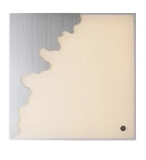 Chic LED Dimmable Square Flush Decorative Ceiling Lamp, Silver, White, Voice Control, 3000- 4000-6000K