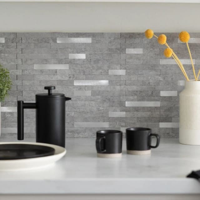 D C Fix Self Adhesive Premium Wall Tiles Metal and Stone Grey unisex PACK 5