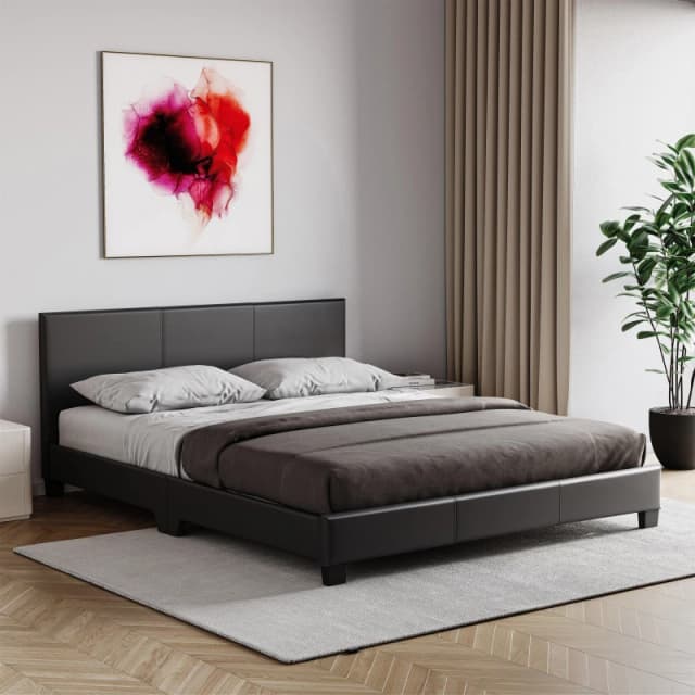Lassic Vida Designs Lisbon Double Faux Leather Bed UKFR Black unisex Double
