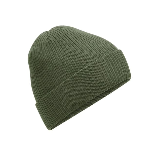 Beechfield Beechfield Men Ribbed Polylana Beanie in Dark Olive Dark Olive One Size Male 5063425806492