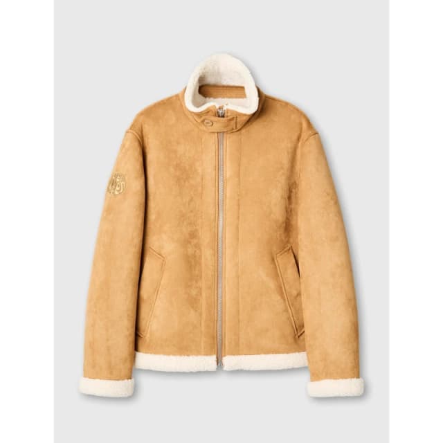 Pretty Green Mens Ashcroft Flight Insulating Aviation-Inspired Shearling Jacket Taupe male Small