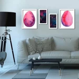4P3040BCT013 Multicolor Decorative Framed MDF Painting (4 Pieces)