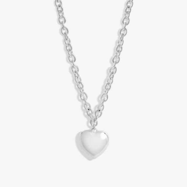 Mood Silver Polished Puffed Heart Double Chain Pendant Necklace Silver