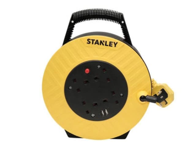 Stanley 6 Socket Semi Enclosed Cable Extension Reel 240v and USB 15m SXECGJ2OHQE