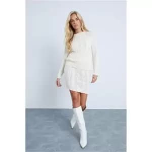 I Saw It First Cream Cable Knitted Jumper And Mini Skirt Set - White