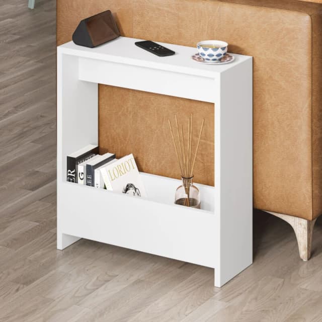 DECORTIE Decortie - Simpi Modern Side End Table White Multipurpose With Creativeness h 60cm 2 Tier - White M.SH.13191.2