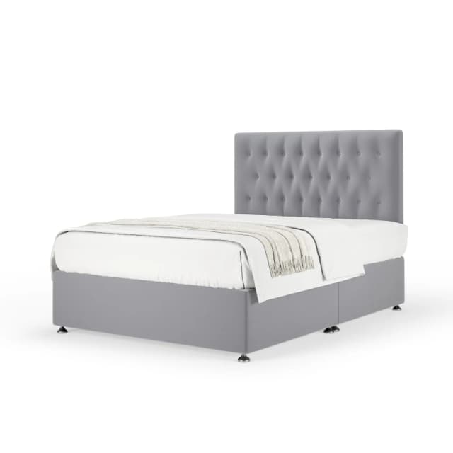 Bedmaster Bedmaster Plush Velvet Divan Base And Button Headboard in Silver Size: Super King Silver Super King Unisex 7867871072498