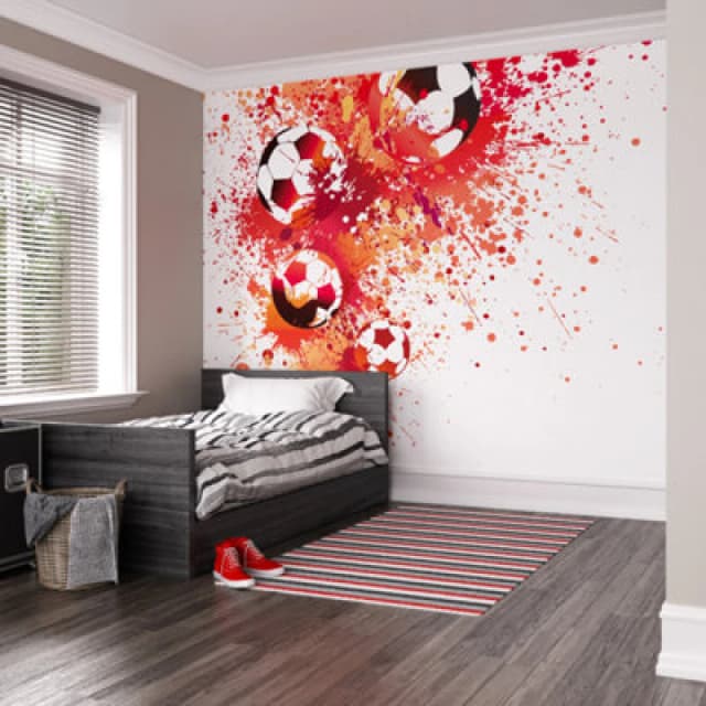 Origin Murals Football Splash Red Matt Smooth Paste The Wall Mural 350Cm Wide X 280Cm High