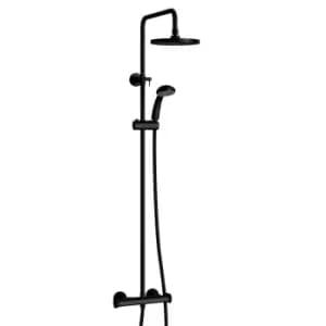 Harik 2 Round Exposed Adjustable Thermostatic Shower Set Black
