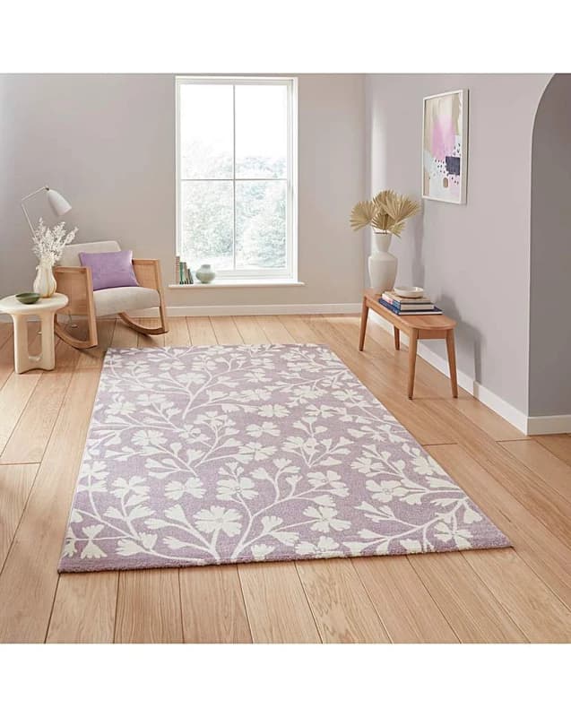 Catherine Lansfield Grace Floral Rug Lilac
