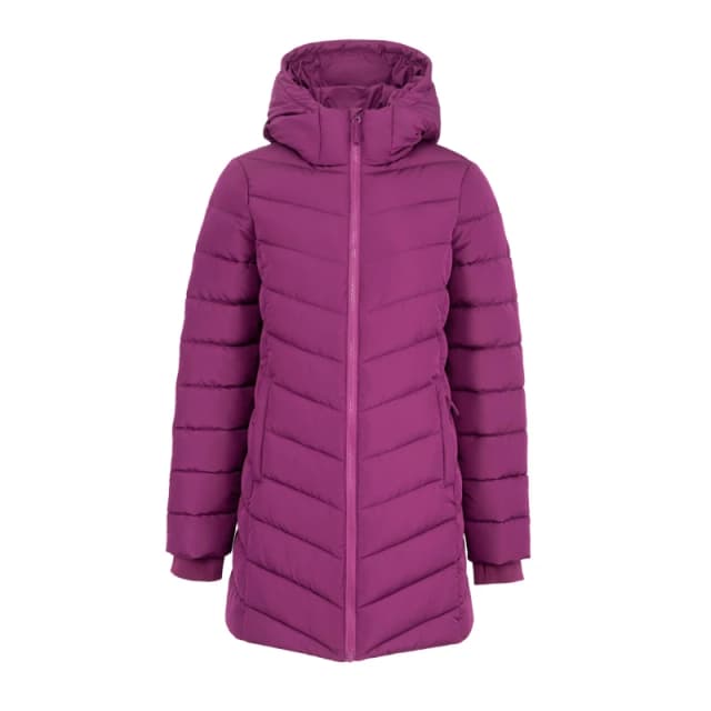 Slazenger Womens Mid-Length Hooded Long Sleeve Puffer Jacket Plum female 8 (36)