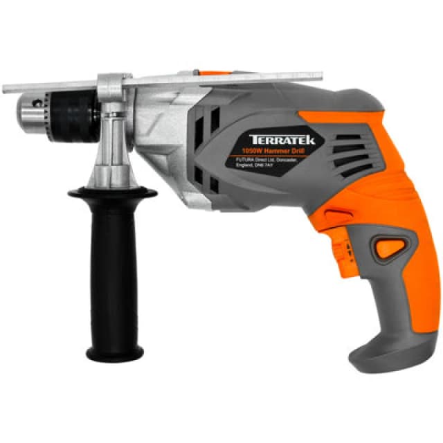 Terratek 1050W Hammer Drill Electric Powerful Variable Speed Power Drill Orange
