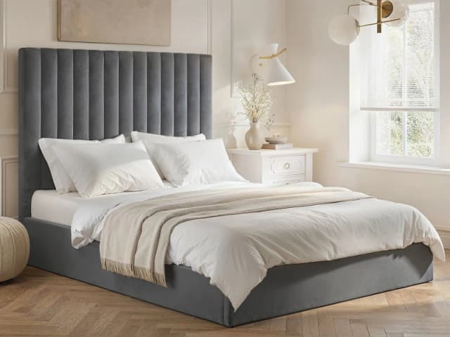 Flair Everley Fabric Ottoman Bed in Grey Size: Double Grey Unisex Double