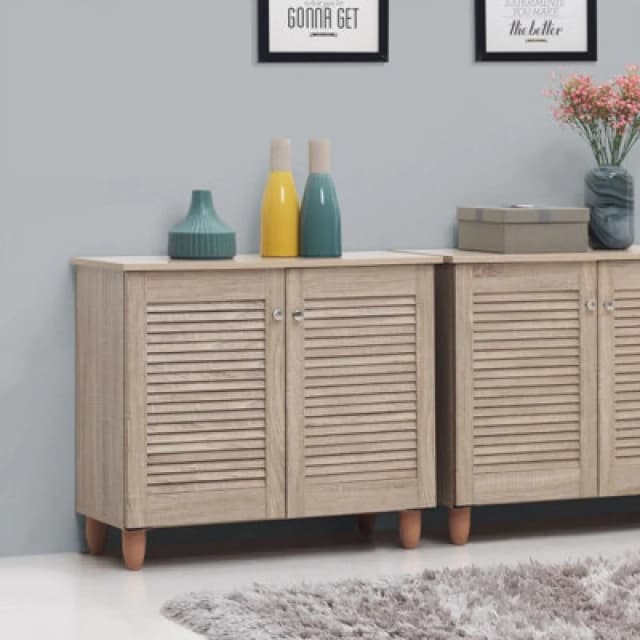 Timber Art Design Modern Shoe Storage Cabinet 2 Doors Footwear Stand Rack Unit Cupboard Sonoma Oak