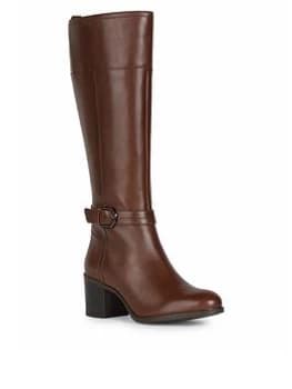 Geox New Asheel Leather Knee Boots - Brown, Size 3, Women
