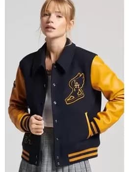 Superdry Mixed Varsity Bomber - Blue Size 10, Women